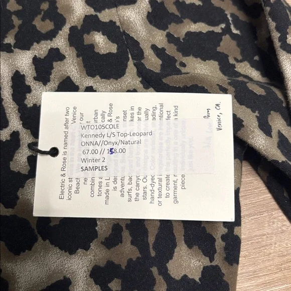 NWT Electric & Rose Kennedy Long Sleeve Crop Top Small Leopard - Picture 4 of 8